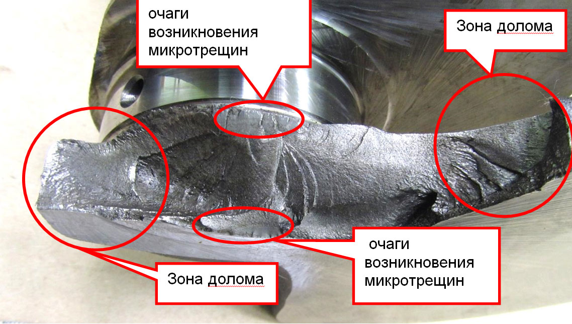 Причина разрушения коленчатого вала