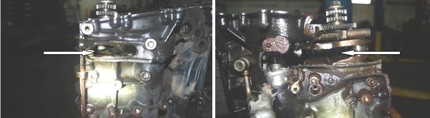 Фото 35,36. Разрушения блока цилиндров