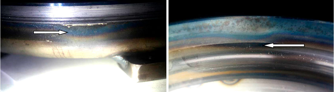 Фото 29,30. Неравномерные следы перегрева