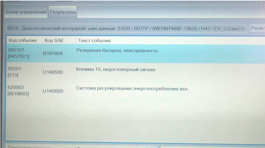 Фото 3. Результаты компьютерной диагностики.