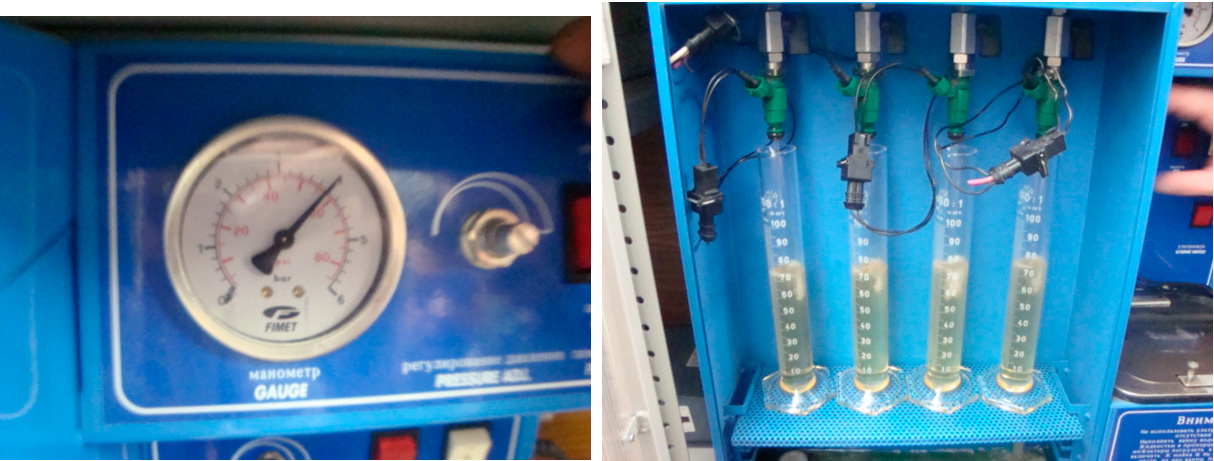 Фото 5,6. Проверка топливных форсунок.