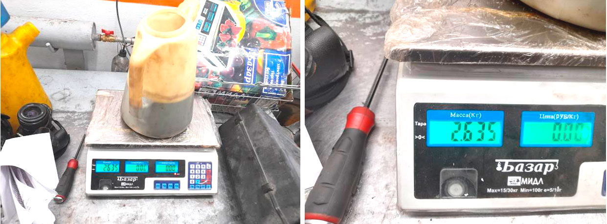 Фото 15,16. Вес моторного масла.