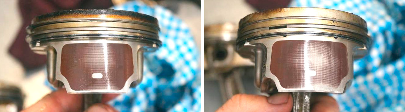 Фото 16,17. Повреждения юбки поршня 2-го цилиндра.