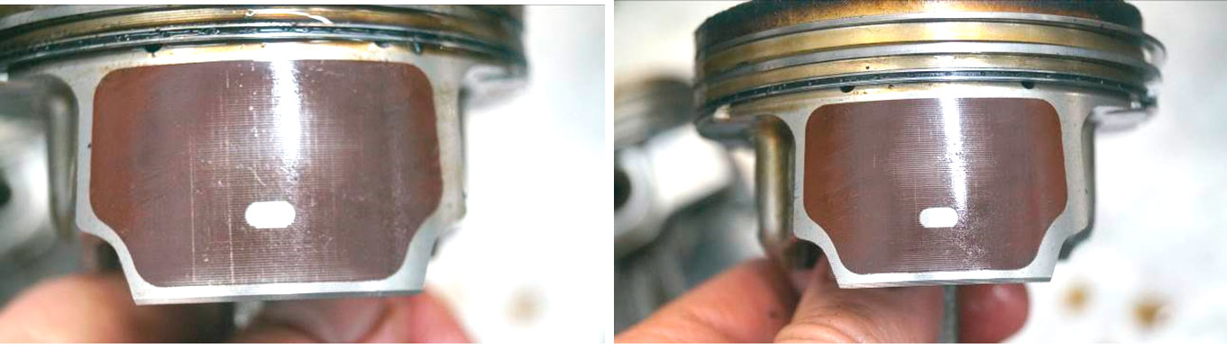 Фото 20,21. Повреждения юбки поршня 3-го цилиндра.