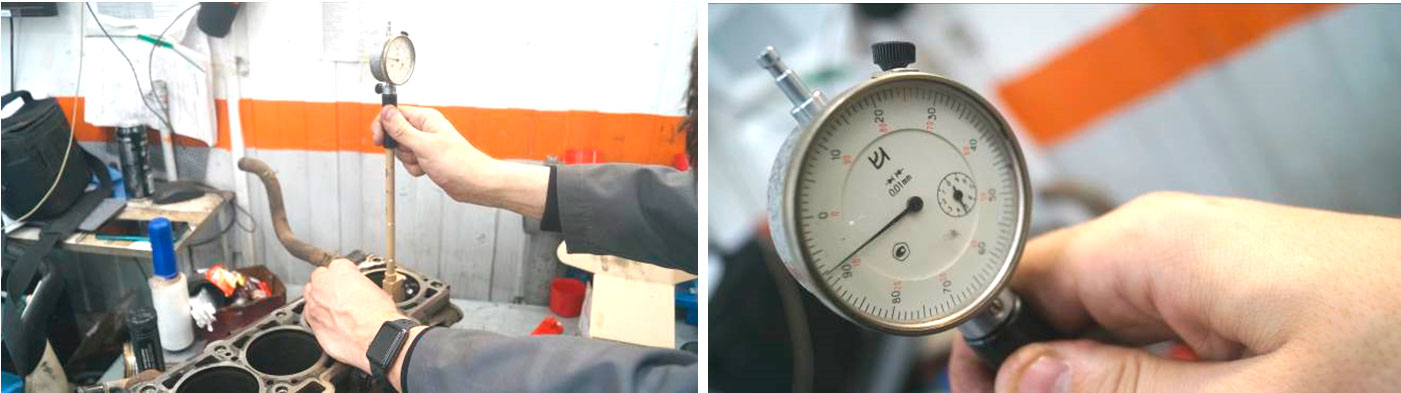Фото 36,37. Измерение диаметров цилиндров.