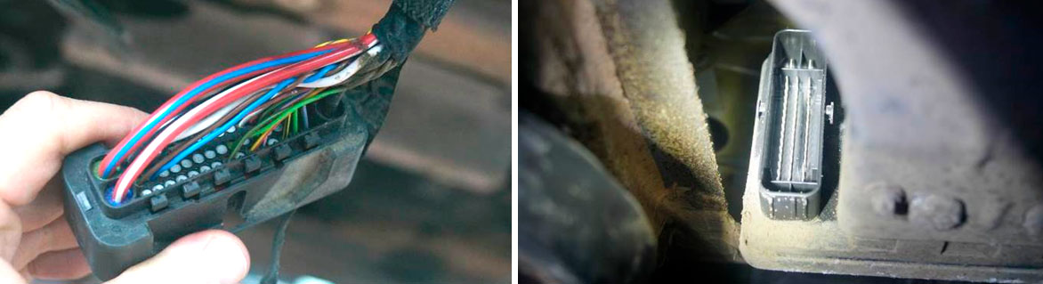 Фото 35,36. Механических повреждений внутри штекерного соединения и его электропроводки не зафиксировано.