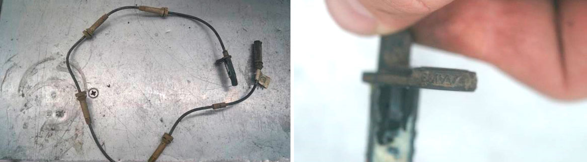 Фото 43,44. Датчик угловой скорости заднего левого колеса.