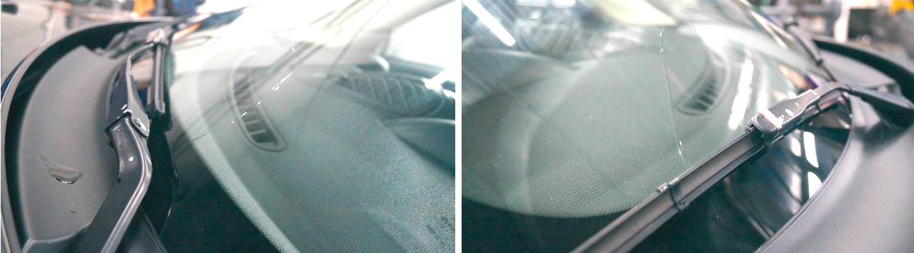 Фото 7,8. Расположение трещины на лобовом стекле.