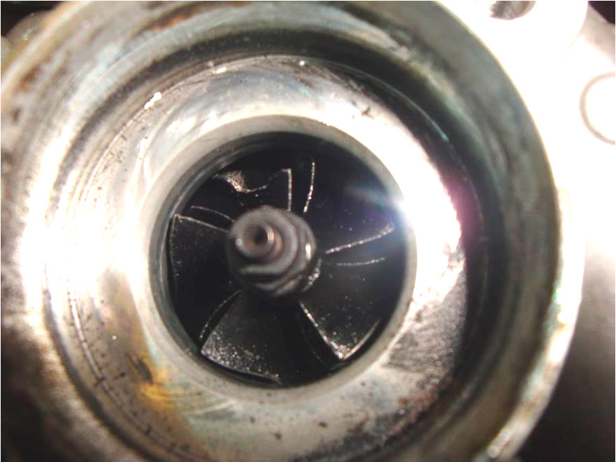 Фото 8. Механическое повреждение лопатки крыльчатки вала в компрессорной части (нагнетателя воздуха).