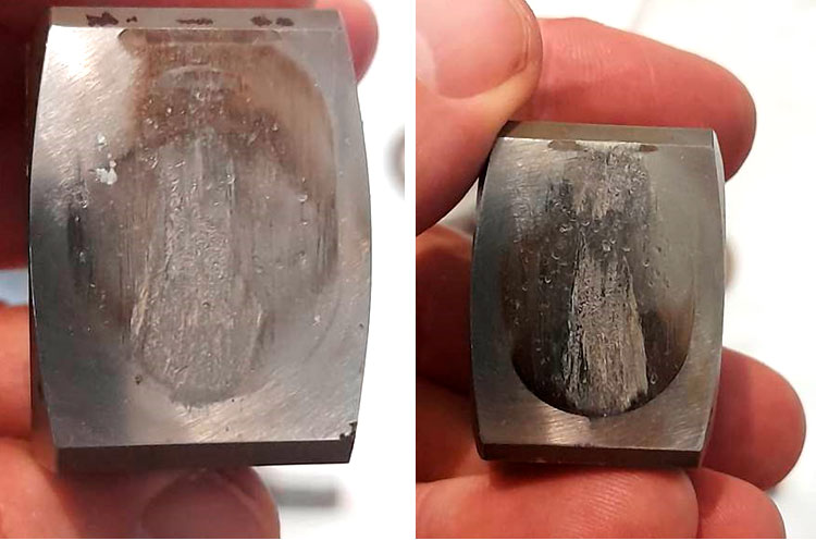 Фото 19,20. Износ рабочих поверхностей ролика.