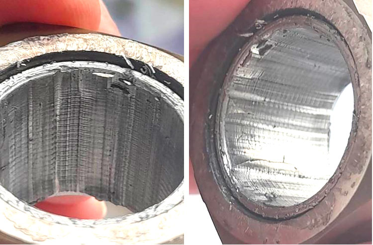 Фото 22,23. Задиры металла во внутренней части ролика.