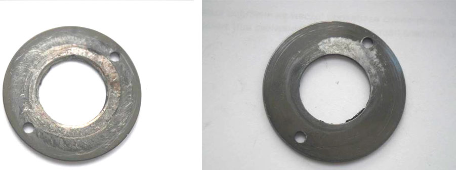 Фото 38,39. Повреждения на задней опорной шайбе.