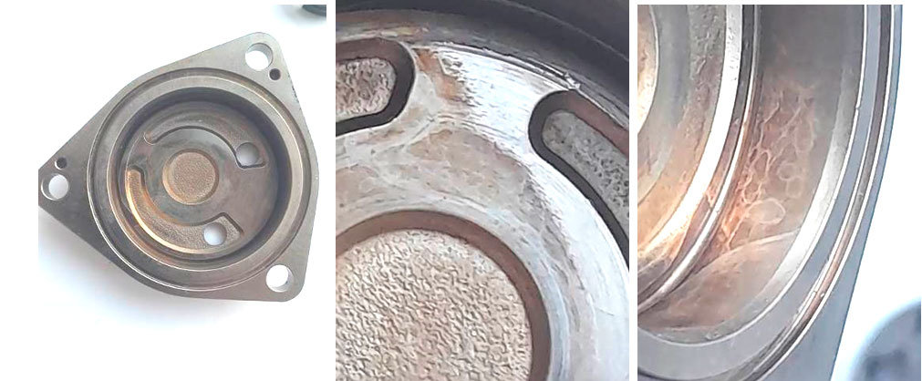 Фото 49,50,51. Следы износа в виде фрагментов и локальное изменение цвета поверхности на жёлто-золотой.