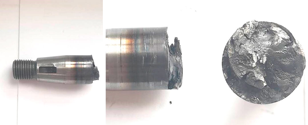 Фото 5,6,7. Следы перегрева на обломанном валу и характер излома металла вала.