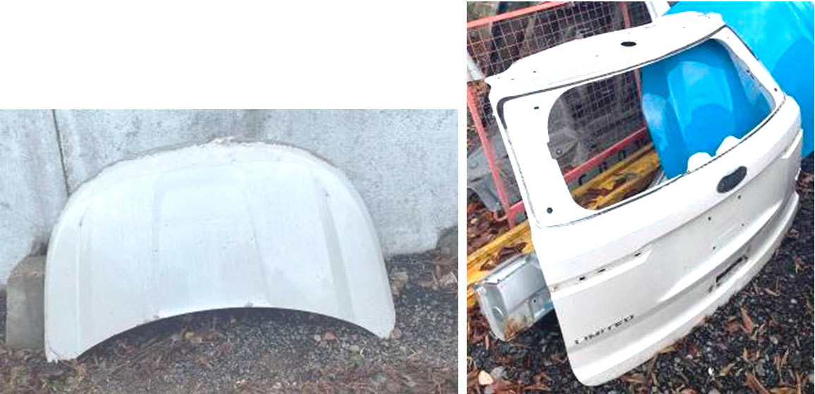 Фото 5, 6. Внешний вид капота и задней (пятой) двери, ранее установленных на автомобиле.
