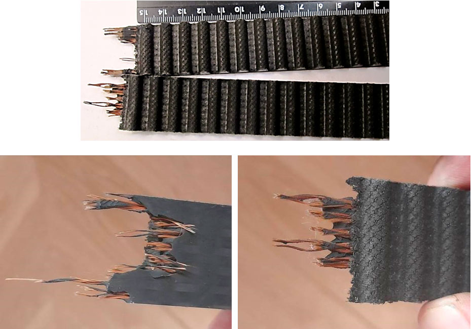 Фото 1.  Внешний вид  двух фрагментов разорванного ремня ГРМ