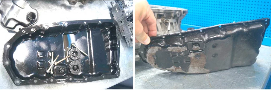 Фото 6,7. Поддон вариатора. Сливная пробка поддона закручена