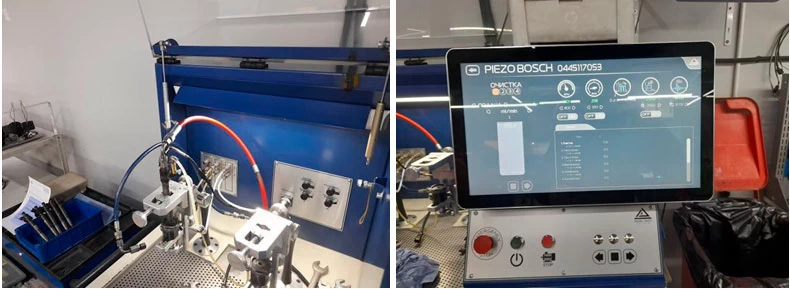 Фото 7,8. Проверка форсунки на диагностическом стенде