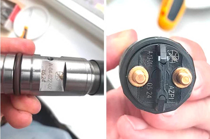 Фото 2,3. Маркировка на представленной топливной форсунке