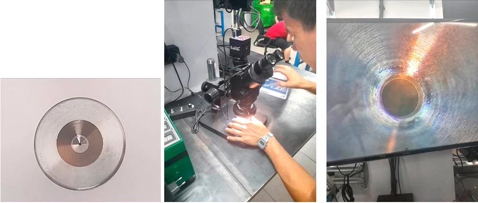 Фото 12,13,14. Осмотр седла клапана форсунки под микроскопом