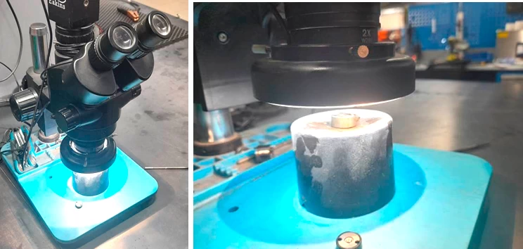 Фото 19,20. Осмотр деталей под микроскопом