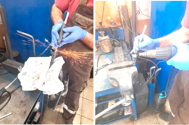 Фото 23,24. Извлечение контактной группы штекера электрического подключения