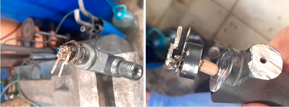 Фото 25,26. Контакты штекера электрического подключения