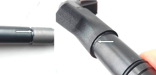 Фото 5,6. Вещество серого цвета (показано белой стрелкой)