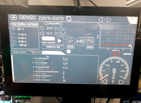 Фото 8. Результаты диагностики электрической части форсунки