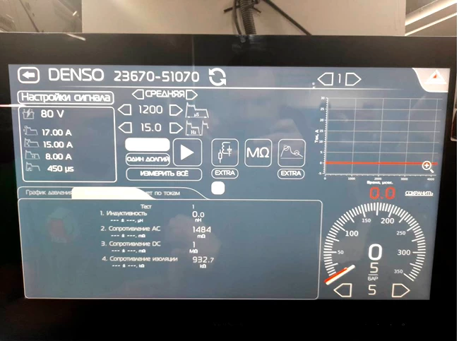 Фото 9. Результаты диагностики электрической части форсунки
