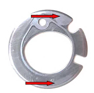 Фото 31. Следы от неравномерного, локального контактирования - показаны красными стрелками