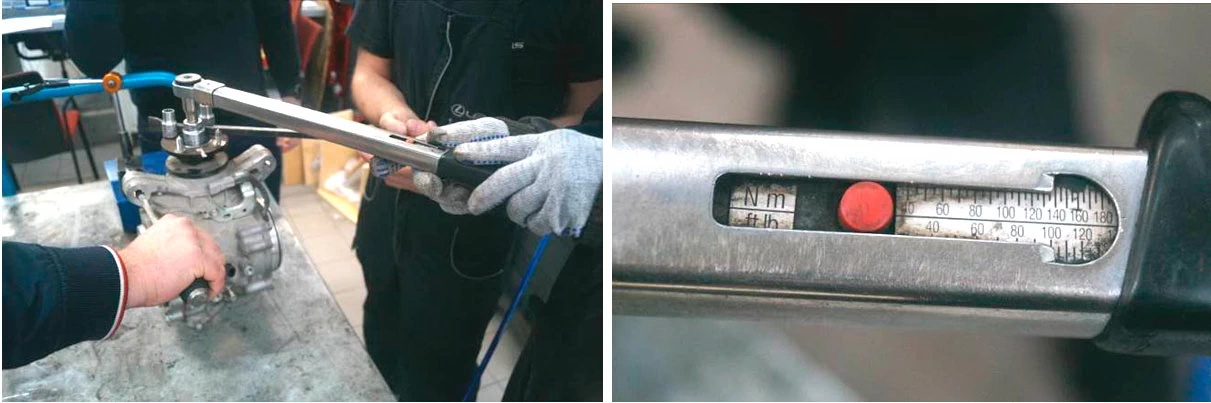 Фото 23,24. Гайка соединительного фланца была затянута с моментом 140 Нм