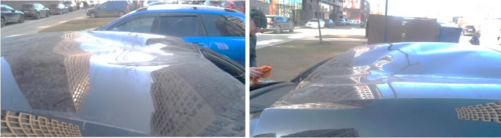 Фото 41,42. Деформация металла средней части панели крыши