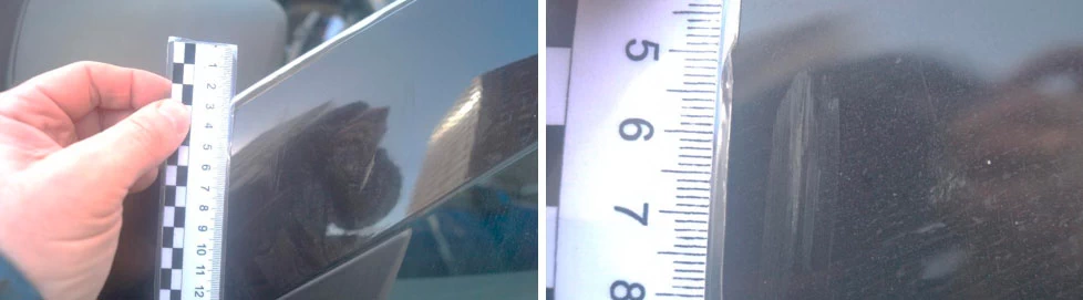 Фото 43,44. Царапины, потёртости и риски на передней левой стойки