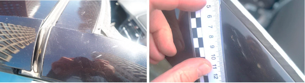 Фото 46,47. Царапины и риски на передней правой стойки