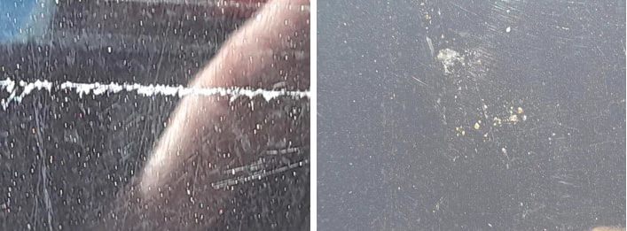 Фото 51,52. Характер задиров и рисок на правой двери