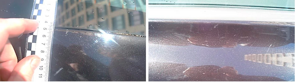 Фото 67,68. Потёртости, царапины и риски на левой боковине задняя часть