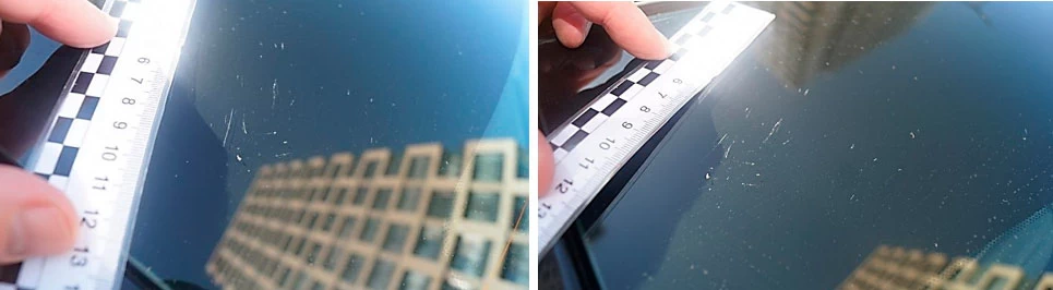 Фото 75,76. Мелкие риски и царапины на заднем стекле