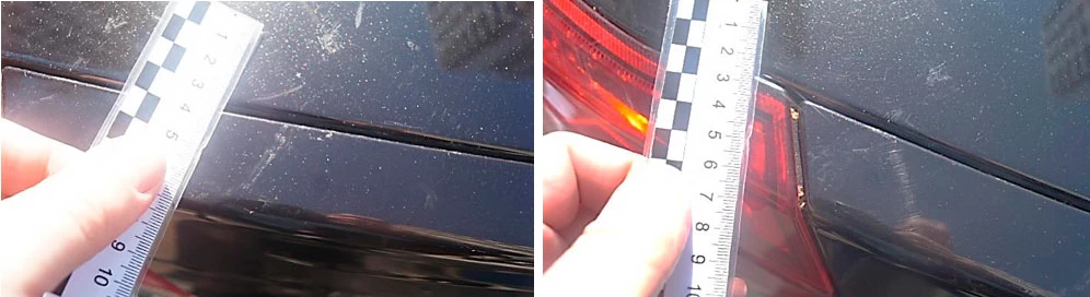 Фото 98,99. Потёртости, царапины и риски на задней части крышки багажника