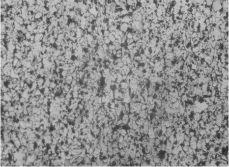 Фото 8.Микроструктура материала барабана представляет собой феррит (белые зерна) + перлит (темные зерна). Увеличение в 250 раз