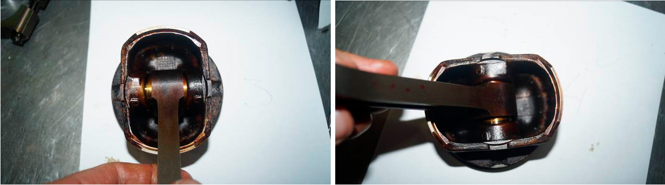 Фото 19,20. Лаковые и нагарообразные отложения на поршнях