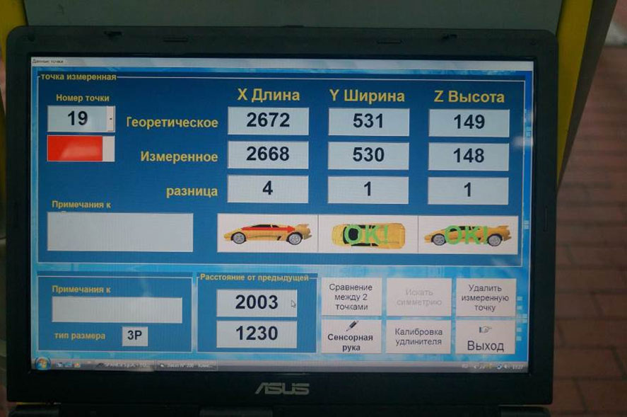 Измерение базовых точек кузова