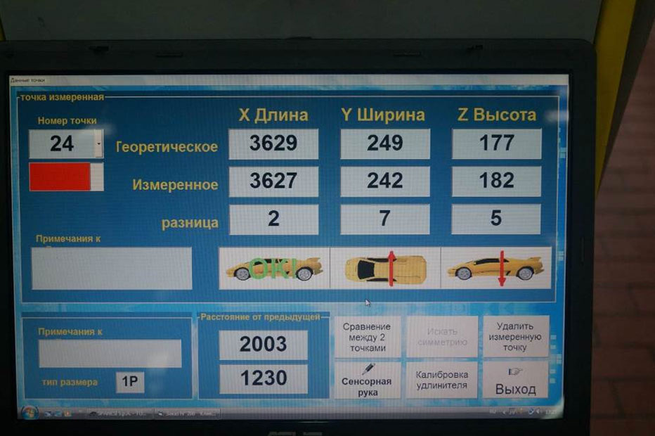 Измерение базовых точек кузова