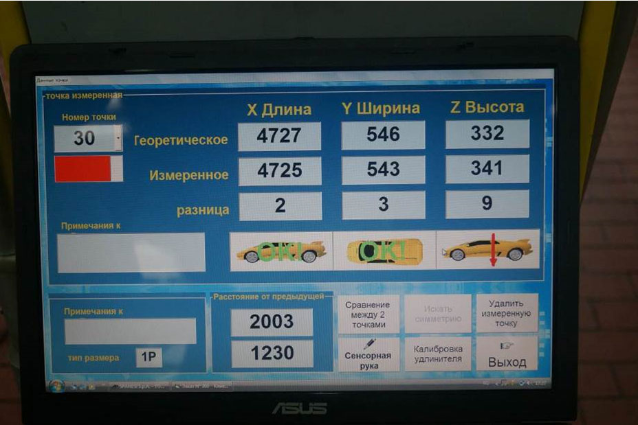 Измерение базовых точек кузова