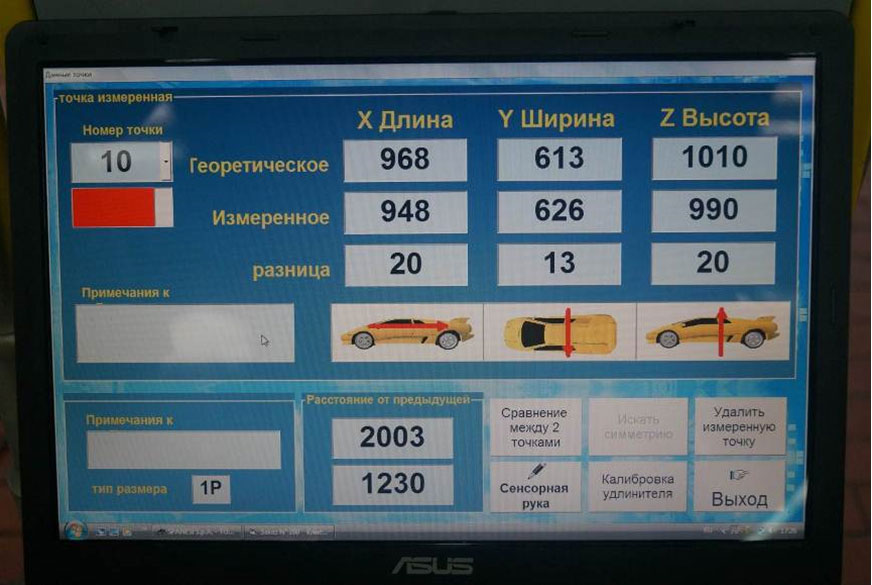 Измерение базовых точек кузова