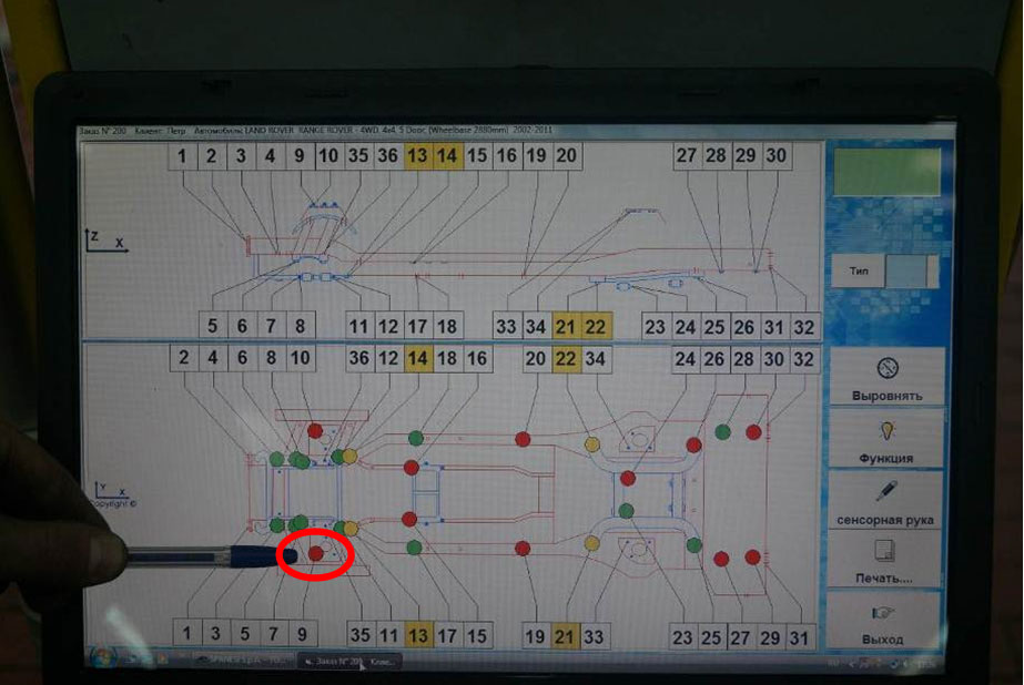 Измерение базовых точек кузова