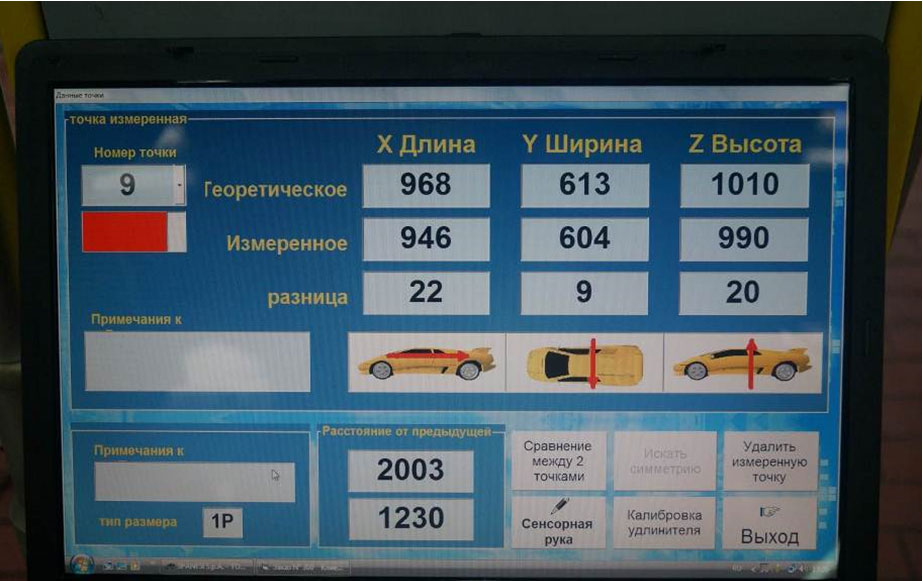 Измерение базовых точек кузова