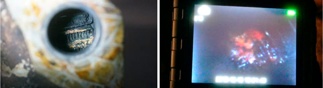 Фото. Постороннее вещество внутри охладителя