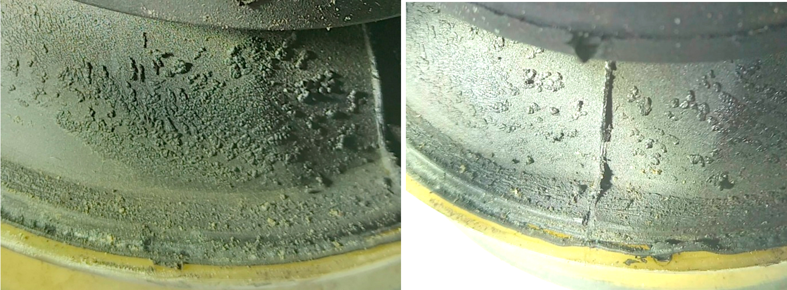 Фото 3,4. Выкрашивание резины опоры